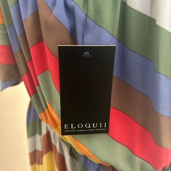 NWT Eloquii Size 20 Ruffle Strap Chevron Printed Midi Dress - Picture 7 of 7